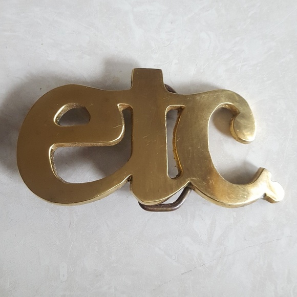 Vintage Accessories - Vintage Solid Brass Etc. Belt Buckle